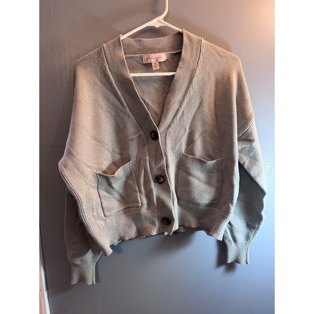 Philosophy Republic Clothing Sage Green Button Front Pocket Cardigan Sweater M